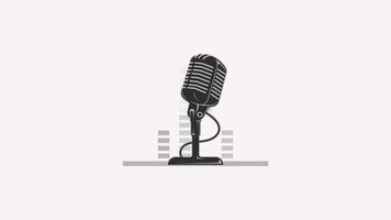 microphone for podcast or broadcast animation video, voice record icon motion graphic design video