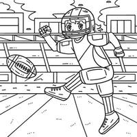 American Football Female Player Kicking Coloring vector