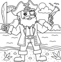 Pirate Captain Coloring Page for Kids vector