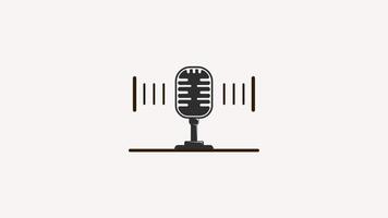 microphone for podcast or broadcast animation video, voice record icon with sound wave motion graphic design video