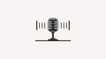 microphone for podcast or broadcast animation video, voice record icon with sound wave motion graphic design video