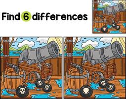 Pirate Cannon and Barrels Find The Differences vector