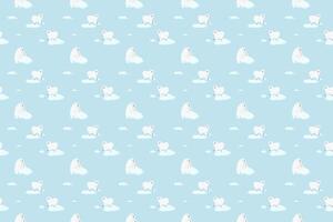 polar bear and iceberg vector arrange as seamless pattern background