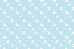 polar bear and iceberg vector arrange as seamless pattern background