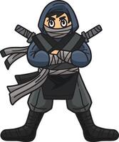 ninja con un ninjato dibujos animados de colores clipart vector