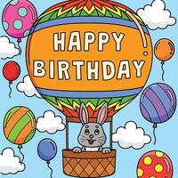 Happy Birthday Hot Air Balloon Colored Cartoon vector