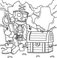 Dead Pirate Coloring Page for Kids vector