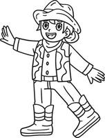 Cowgirl Isolated Coloring Page for Kids vector