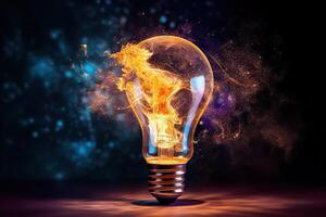 AI generated High-Speed Shot of Traditional Electric Bulb Exploding. created with Generative AI photo