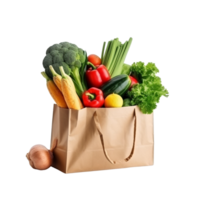 AI generated Paper bag with groceries clip art png