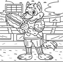 American Football Wolf Mascot Coloring Page vector