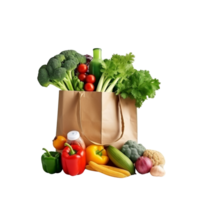 AI generated Paper bag with groceries clip art png