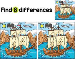 Pirate Ship Find The Differences vector