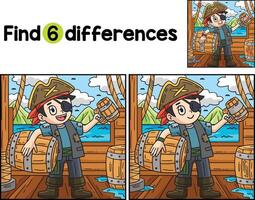 Pirate with a Barrel of Rum Find The Differences vector