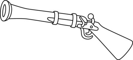 Pirate Flintlock Pistol Isolated Coloring Page vector