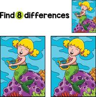 Mermaid Playing Harp Find The Differences vector