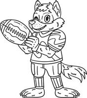 americano fútbol americano lobo mascota aislado colorante vector