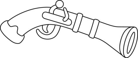 Pirate Flintlock Pistol Isolated Coloring Page vector