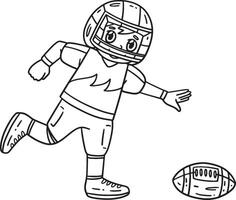 American Player Chasing Football Isolated Coloring vector