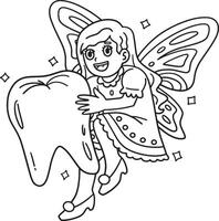 Dental Care Tooth Fairy Isolated Coloring Page vector