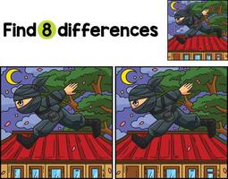 Ninja Running Find The Differences vector