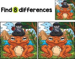 Ninja on a Huge Frog Find The Differences vector