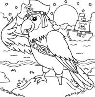 Pirate Parrot Coloring Page for Kids vector