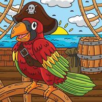 Pirate Parrot Colored Cartoon Illustration vector