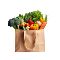 AI generated Paper bag with groceries clip art png