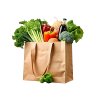 AI generated Paper bag with groceries clip art png