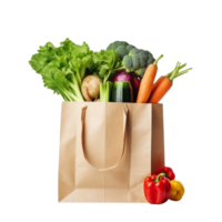 AI generated Paper bag with groceries clip art png