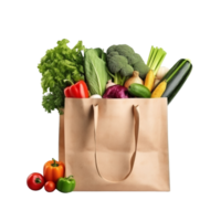 AI generated Paper bag with groceries clip art png