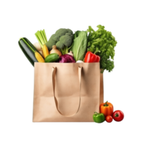 AI generated Paper bag with groceries clip art png