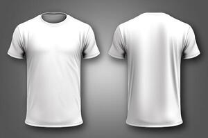 AI generated Versatile White T-Shirt Mockup Front and Back Views of Attractive  Model. created with Generative AI photo