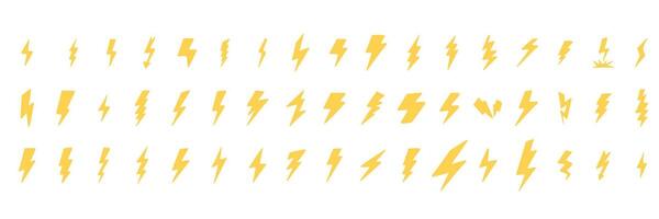 Collection of hand drawn Lightning isolated on background. Hand draw vector art.