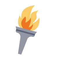 Torch in flat style isolated on white background. Hand drawn vector art.