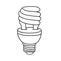 Light bulb outline in doodle style isolated on white background. Hand drawn vector art.