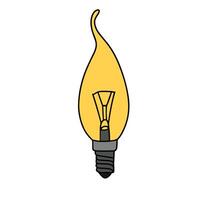 Light bulb outline in doodle style isolated on white background. Hand drawn vector art.