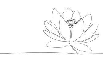 Flower one line continuous line. Line art wedding flower outline banner in minimal style. Hand drawn vector art.