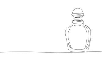 Perfumes bottle one line continuous line. Line art perfumes outline banner in minimal style. Hand drawn vector art.