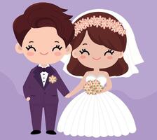 CUTE WEDDING COUPLE VECTOR BACKGROUND ILLUSTRATION