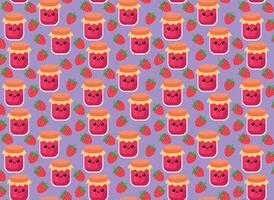 Strawberry jam pattern, vector illustration, background, for fabrics, and wallpaper, with food themes