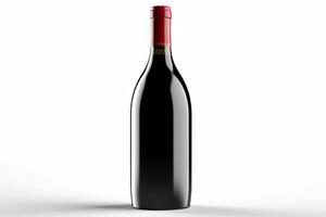 ai generado borgognota rojo vino botella en tan tarde blanco antecedentes elegante vino presentación. creado con generativo ai foto