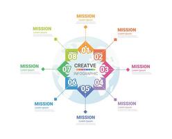 circulo infografía Delgado línea diseño y 8 opciones o pasos. infografia para negocio concepto. lata ser usado para presentaciones bandera, flujo de trabajo disposición. vector