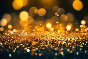 AI generated Sparkling Gold Glitter Bokeh Captivating Background Texture . created with Generative AI photo