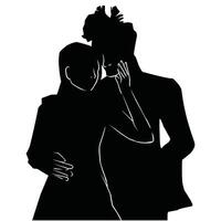 Vector, isolated silhouette of the bride and groom vector