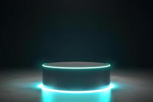 AI generated Futuristic Blank Podium for Product Display, 3D Rendering Pedestal. created with Generative AI photo