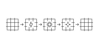 Self healing technology, material recovery mechanism, line icon. Regeneration of cut and damage fabric. Vector illustration