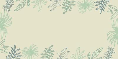 Abstract botanical leaf and floral  frame hand drawn illustration in outline design style for poster and print template vector