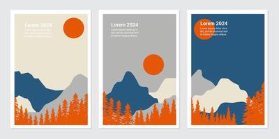 adventure mountain background illustration for poster, web, landing, page, cover, ad, greeting, card, promotion. vector